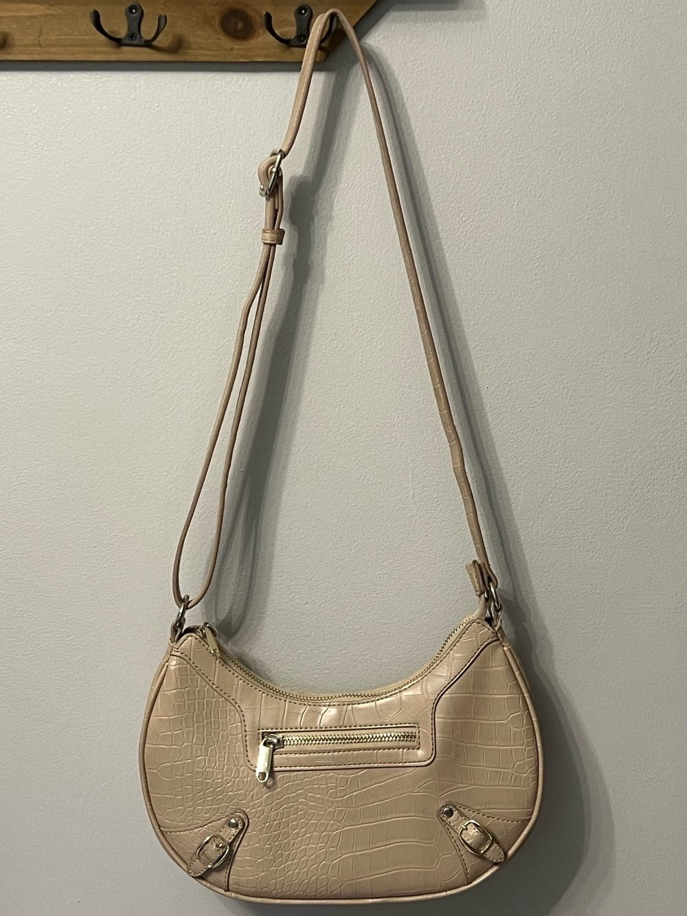 Wild Fable Neutral Croc-Textured Shoulder Bag - Beige